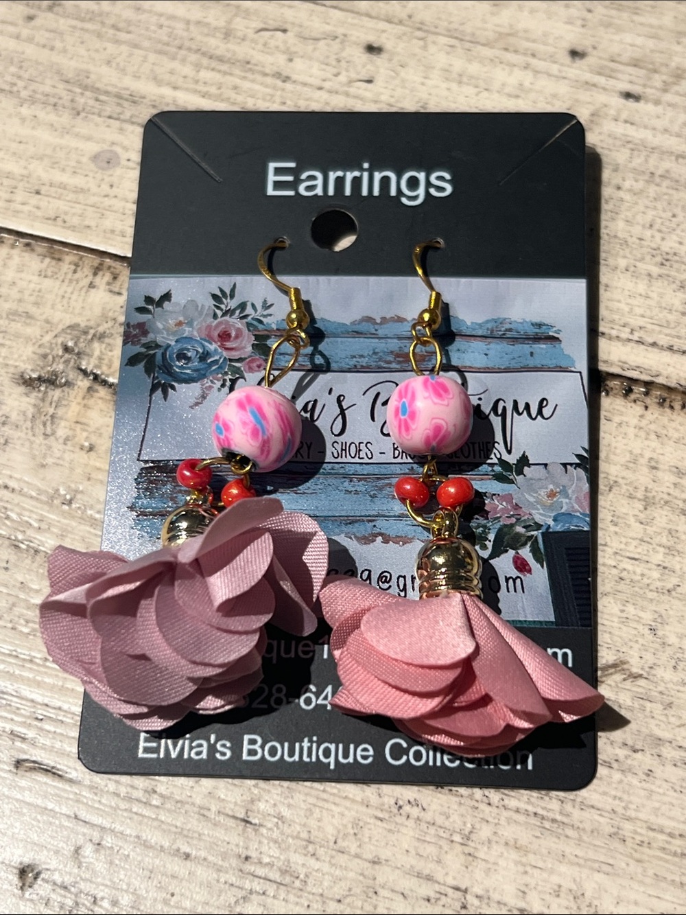 Pink Floral Drop Earrings